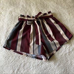 Striped Paper-bag Shorts